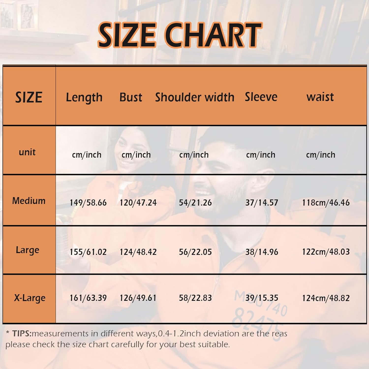 Joukavor Orange Prison Jumpsuit Adult Prisoner Costume with Belt for Men Women Halloween Cosplay - Image 6