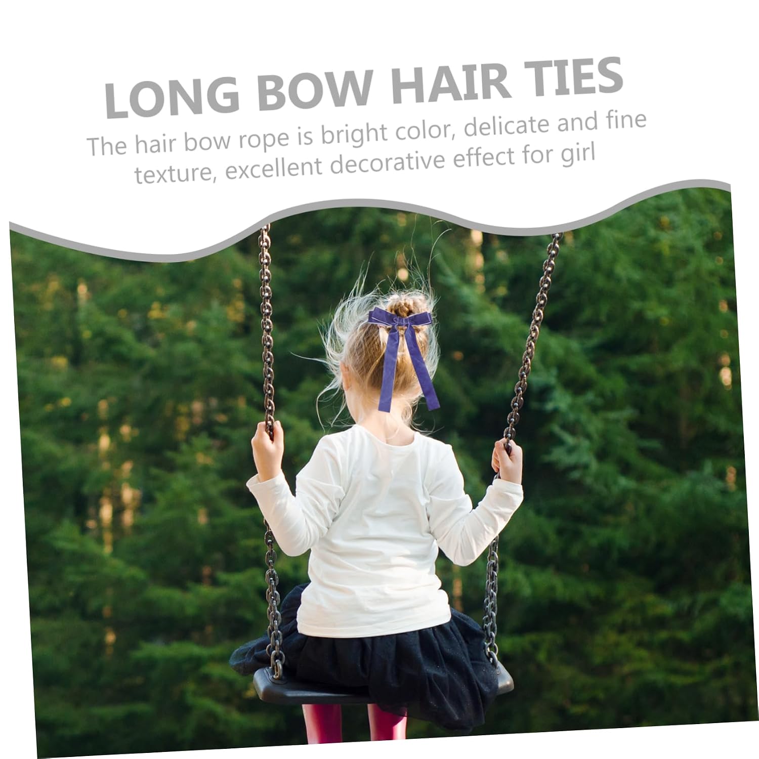 MERRYHAPY 10pcs Girl Bow Hair Ties Long Bow Hair Ropes Ponytail Holders Ties Decorative