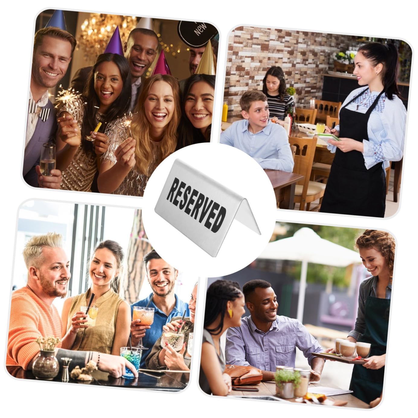 4 Piezas Placas de Mesa Reservadas Inoxidable Doble Cara para Restaurantes y Bodas Señalización Elegante para Reservar Asientos y Banquetes