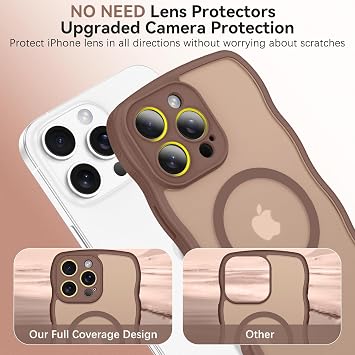 BENTOBEN ベントーベン マグネット式 iPhone 16 Pro Max用ケース かわいい波状 フルカメラ保護 MagSafe対応 マット 滑り止めバンパー 女性 ガールズ ガーリー保護カバー 16 Pro Max 6.9インチ用、デザートチタン
