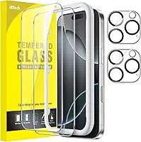 JETech Película de Vidro Temperado para iPhone 16 Pro 6,3 Polegadas com Protetor de Lente de Câmera, Ferramenta de Fácil de Instalar, Protetor de Tela, HD Claro, 2 Pacotes Cada