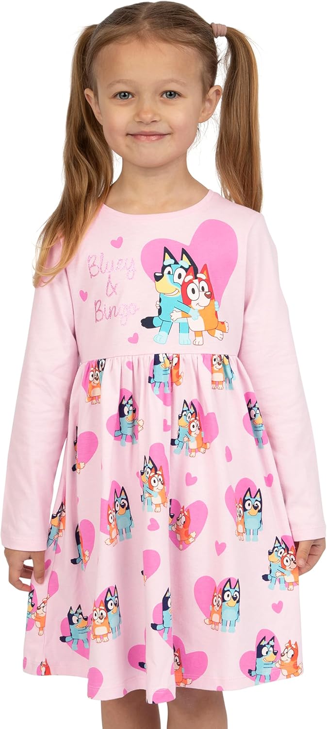 Bluey Dress | Bingo Glitter Cotton Summer Dress for Girls | Skater Dresses with Short Sleeves - Image 3