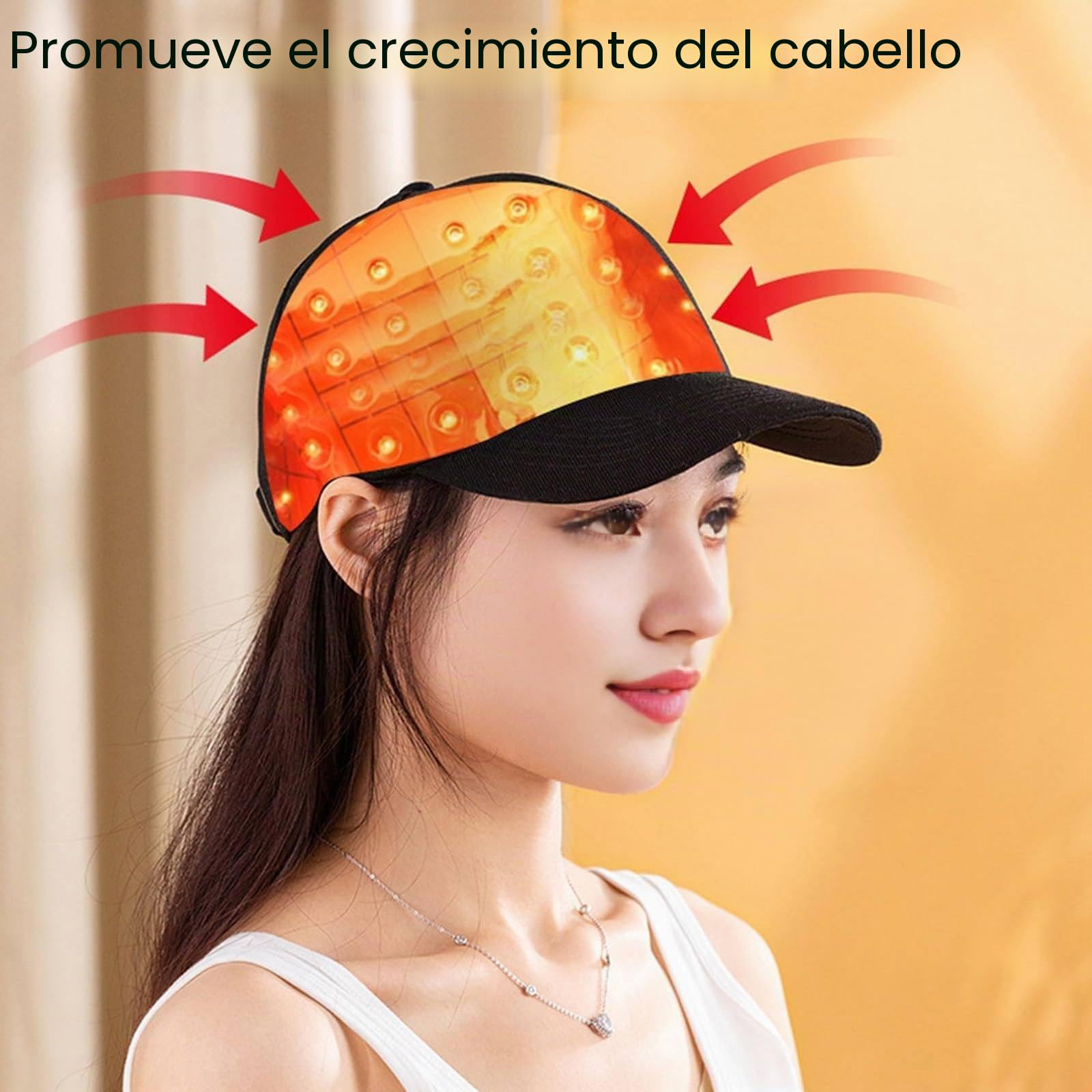 Gorro para El Crecimiento del Cabello (48 Led), Luz Roja Y Azul De 630 Nm, 650 Nm Y 470 Nm, 4 Modos, Control De La Grasa/AnticaíDa Del Cabello, Promueve El Crecimiento Rápido Del Cabello