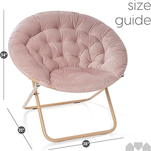 Miniatura 143 de Milliard - Silla acogedora con diseño de platillo, de pelo sintético, para dormitorio, tamaño extragrande (color blanco) Beige,Negro -,Negro +