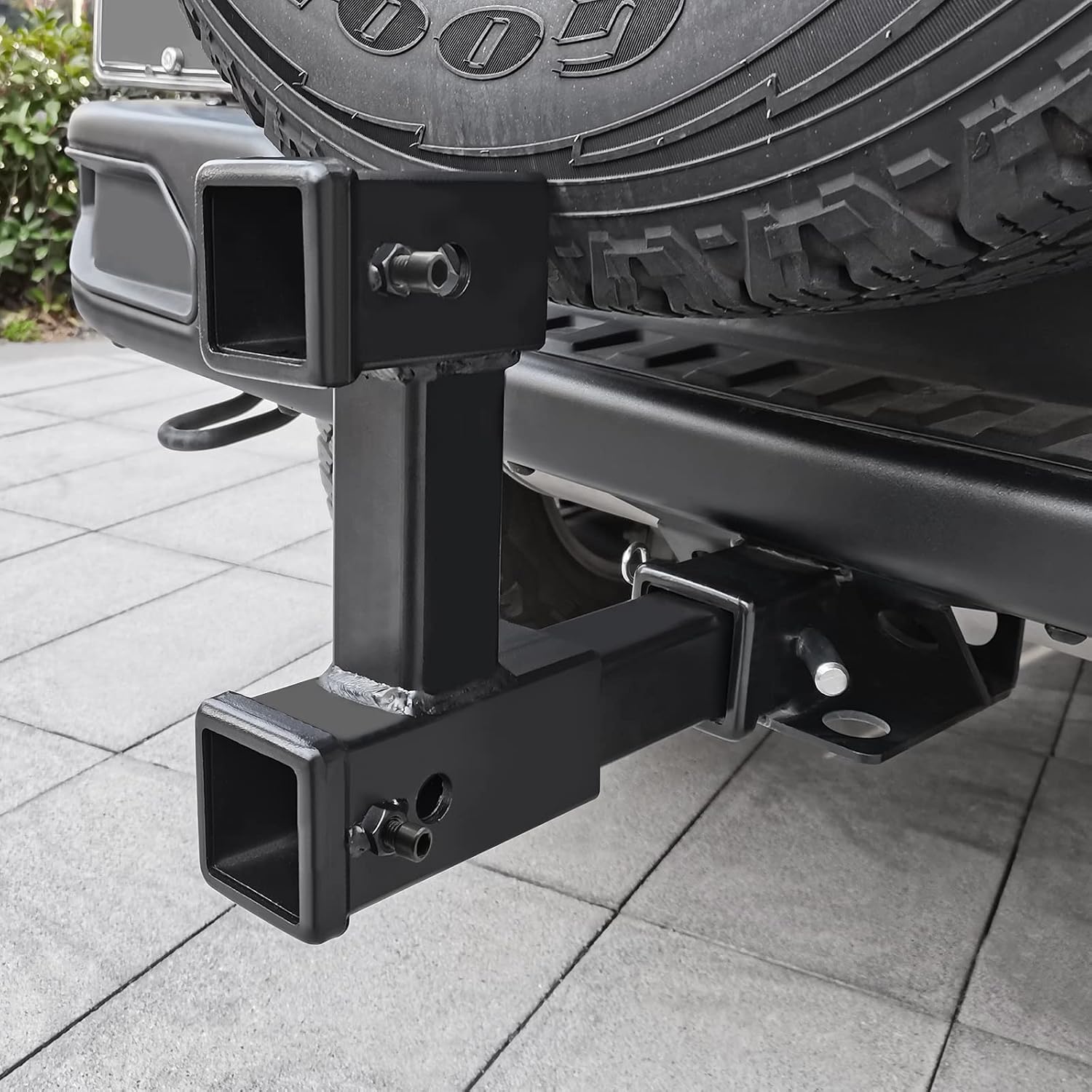 KAIRAY Double Hitch Receiver 2 Inch Trailer Dual Hitch Extension Riser Adapter Fits 2 Inch Receiver Extender to 10 Inch Max Length 7.5 Inch Riser