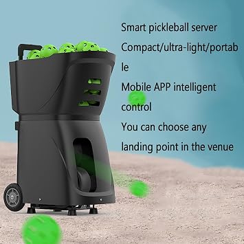 Pickleball Ball Machine, Portable Automatic Ball Launcher Thrower, APP Intelligent Control/80 Large Capacity, Pickleball Practice Equipment, for All Pickleball Players Lovers