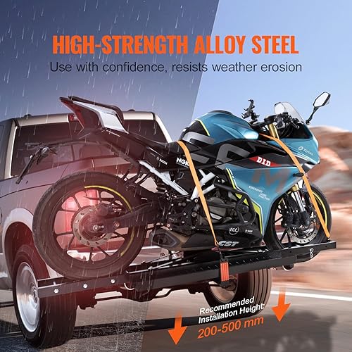 Miniatura 3 de Portabicicletas, 600 libras de acero con rampa de carga, con correas de trinquete y estabilizador, para automóvil, camión con receptor de enganche