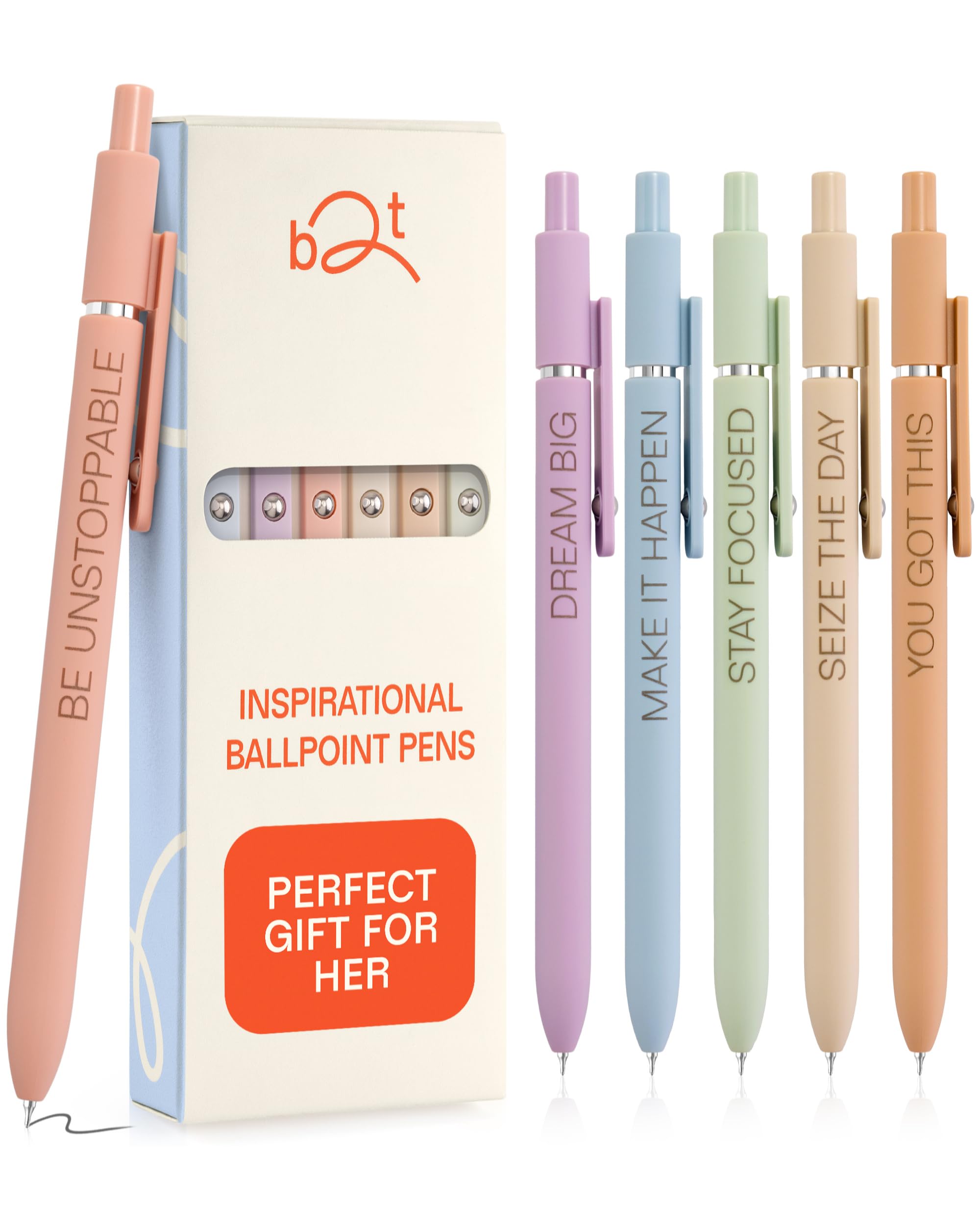 Inspirational Pen Set for Women - Motivational Quotes Office Gift for Her, Congratulations on Promotion, New Job Gifts Lady Boss Business Pens, Adult Graduation Gifts Stylish Sets (Pastel)