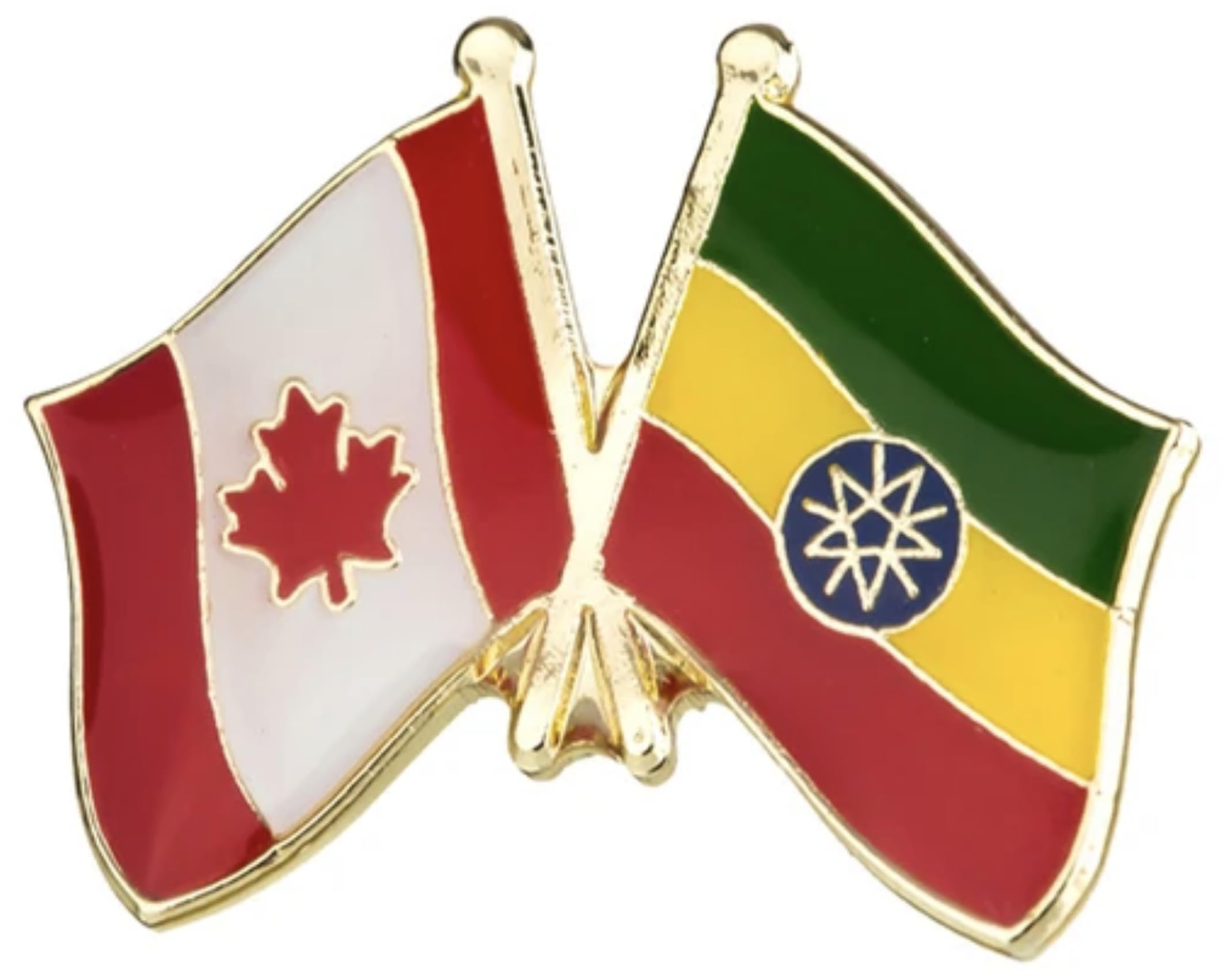Canada Canadian National Flag Crossed Flags Friendship Love Alliance Allies 1"" Enamel Pin (Ethiopia/Ethiopian)