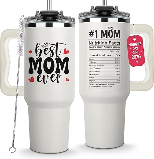 Best Mom Ever Coffee Tumbler 40 Oz With Handle and Straw