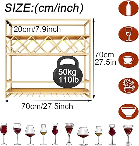 Miniatura 2 de Estante para vino montado en la pared, 3 capas de pared para almacenamiento, soporte de vino montado en la pared para botellas de vino para el