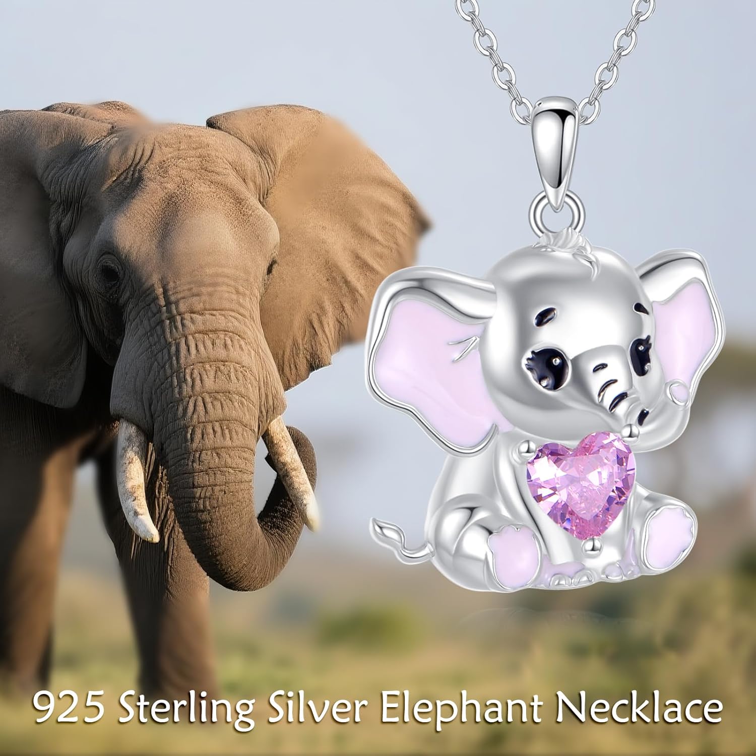 Cow Necklace 925 Sterling Silver Heart Cubic Zirconia Cow Pendant Necklace for Women