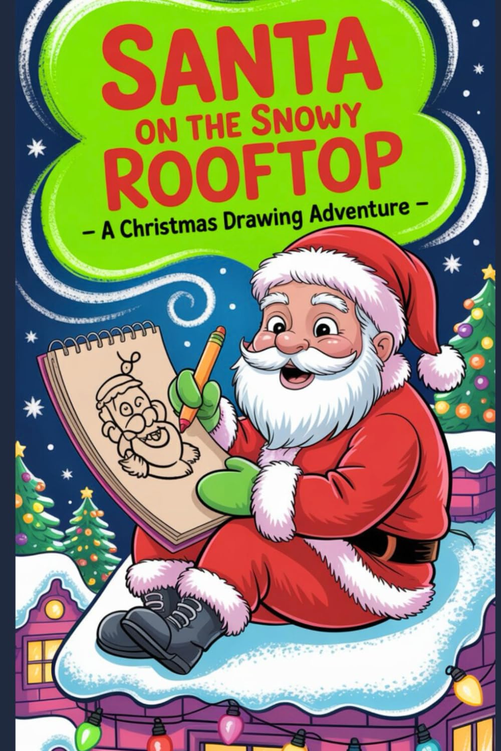 Santa on the Snowy Rooftop – A Christmas Drawing Adventure: Easy Holiday Coloring book with Festive Scenes, Step-by-Step Outlines & Winter Fun
