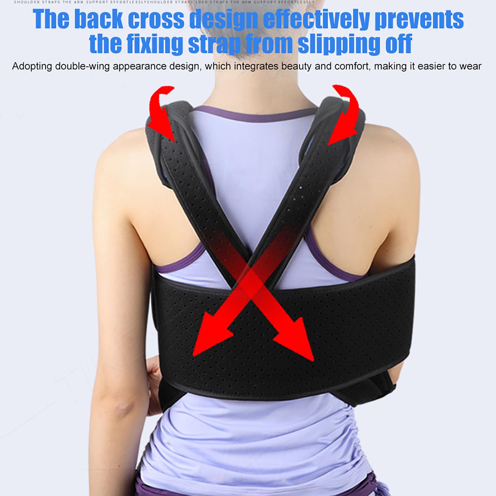 Inmovilizador de Hombro con Cabestrillo de Brazo, inmovilizador de Correa de Hombro Transpirable Ajustable, Tejido Compuesto Transpirable Perforado, tamaño Ajustable, para Soporte de muñeca,