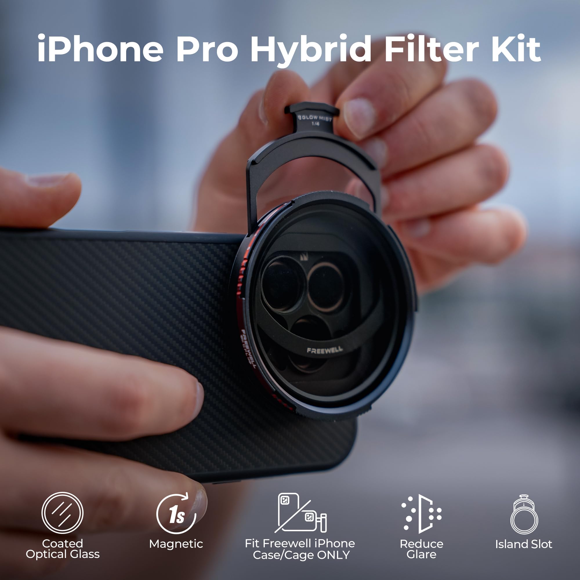 Freewell Pro Hybrydowy filtr magnetyczny 1 do 10 stop zmienna ND/CPL | z ND32, miękki gradient 1,2, czarna świecąca mgiełka kompatybilna z etui i klatką Freewell iPhone