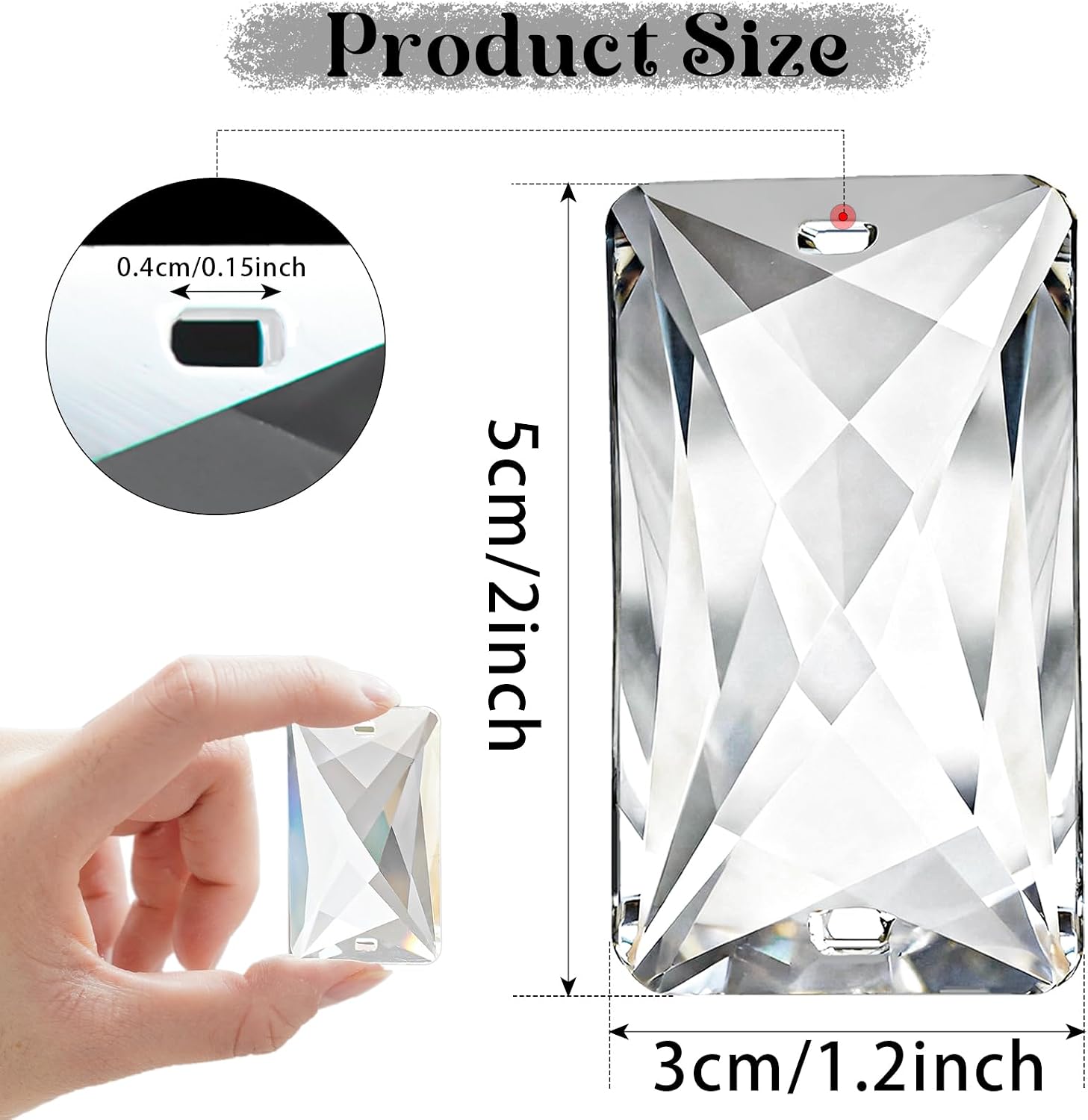 30-Pack Clear Crystal Prisms with 2 Holes, 2"x1.2" K9 Crystal Chandelier Replacement Parts, Fine Cut Glass Pendants for Suncatchers & Wind Chime Crafts