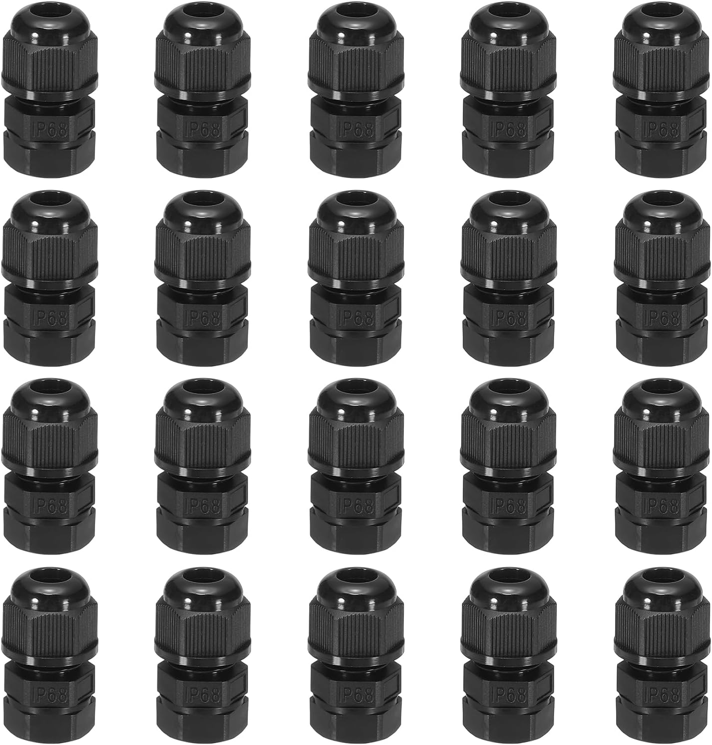 20 Pcs M8x1.25" Cable Glands Adjustable 2.5-4.8mm PA6 Nylon IP68 Waterproof Connectors with Seals Anti-Corrosion for Industrial/Outdoor Electrical Systems (Black)