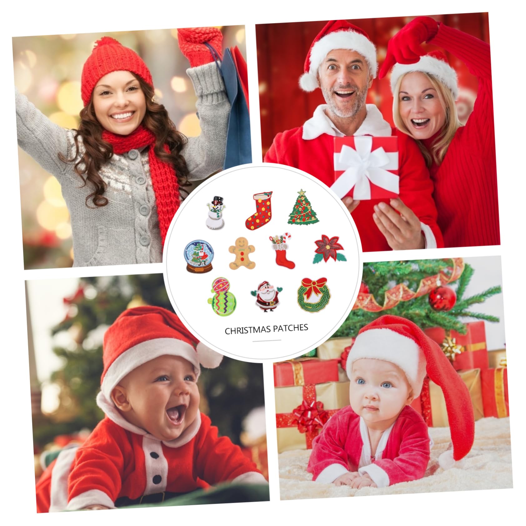 Angoily 50 Pièces de Couture de Noël Décoratifs Appliques Vêtements DIY Ornements Textiles Durables pour Personnalisation et Réparation