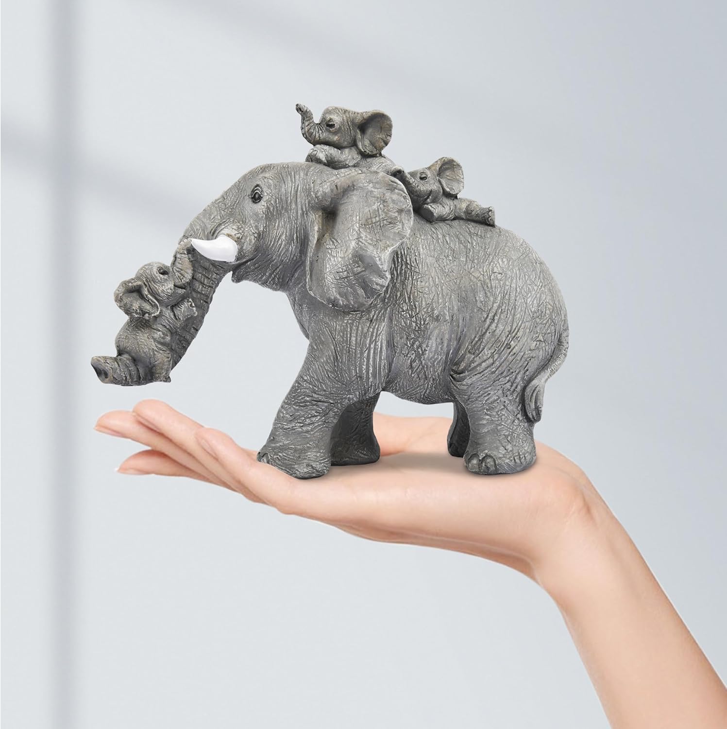 Good Luck Decorations Elephant Gifts for Women,Unique Figurines Decor for The Home, Room,Bathroom,Bedroom,Classroom Shelf Décor (Gray)
