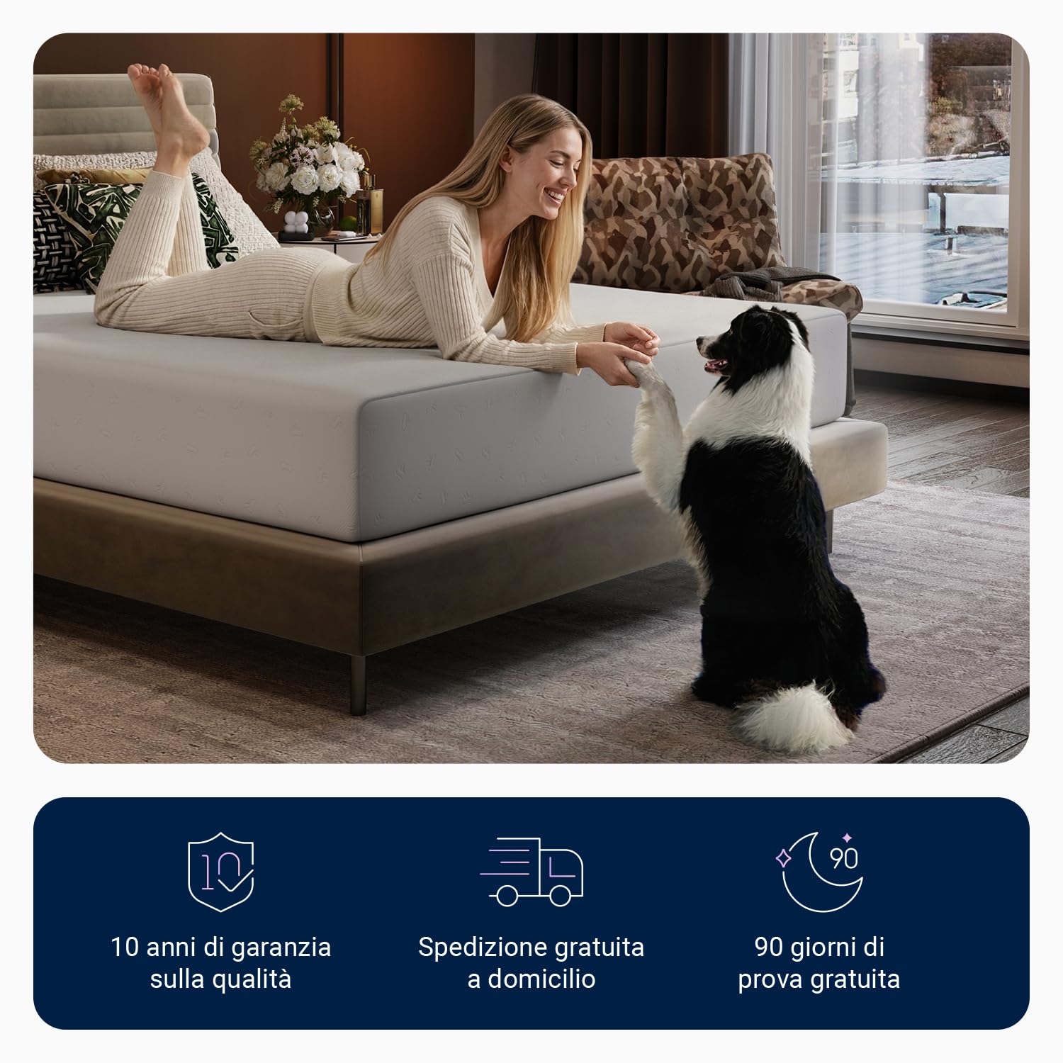 Avenco Materasso Matrimoniale 160x200, Alto 20 cm in Memory Foam e Schiuma a Onde in Fibra di Bambù, Ortopedico e Ergonomico, Rimovibile e Lavabile