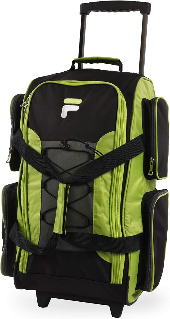 Fila 22 Lightweight Carry On Rolling Duffel Bag, Neon Lime, One Size