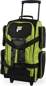 Fila 22 Lightweight Carry On Rolling Duffel Bag, Neon Lime, One Size