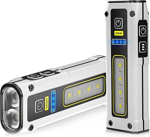 PINSAI Paquete de 2 luces LED portátiles recargables de trabajo, mini linternas magnéticas para mecánicos con luz lateral COB, pequeña multiuso,