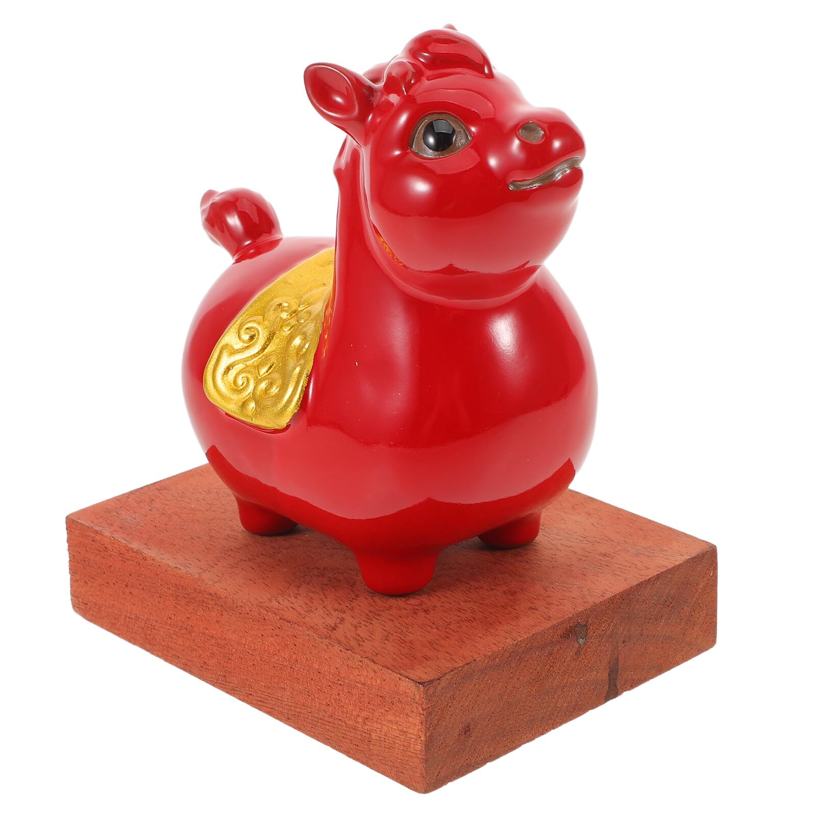 Figurine de cheval céramique rouge décoration Nouvel an Chinois 2026