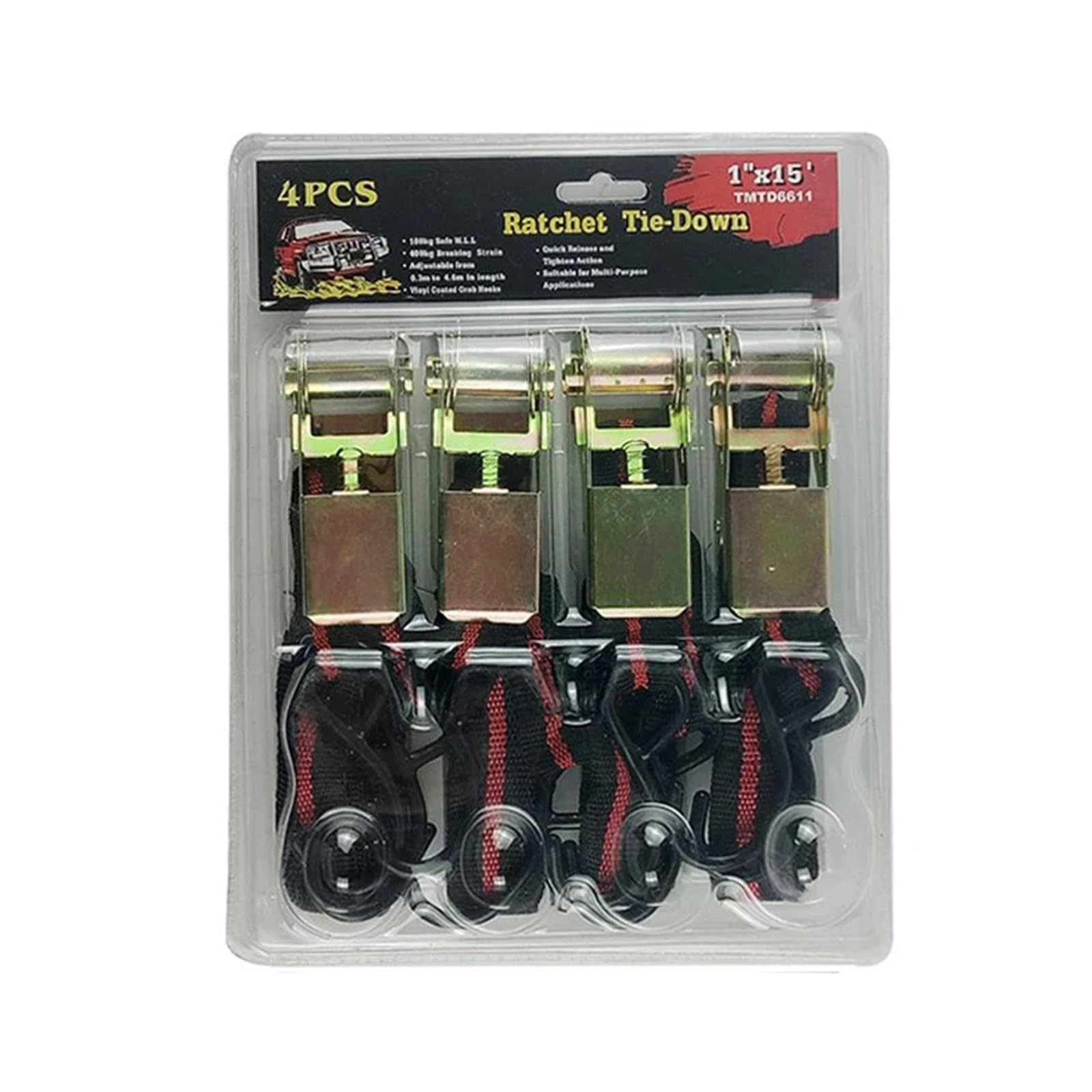 Tie Down Strap, 1-4Pcs 2.5M/4.5M Tie Down Belt Car Ratchet Strap Tension Rope Motorcycle Bike Transport Lugga Tow Bag Clothesline Fasteners(2)