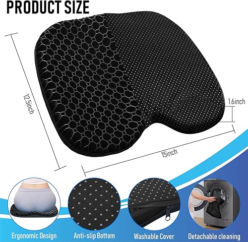 Miniatura 8 de Cojín de asiento de kayak antideslizante, impermeable de gel con funda antideslizante, almohadilla para asiento de kayak, remo, estadio, canoa,