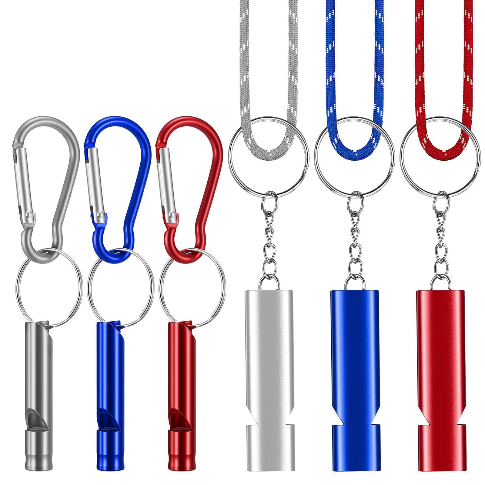 Whistles Sports, 6-Pack Emergency Whistle Survival Loud Coach Whistle with Lanyard Metal Necklace Safety Whistles for Women Outdoor Sports Hiking Camping Hunting Rescue Lifeguard Self Ddefense