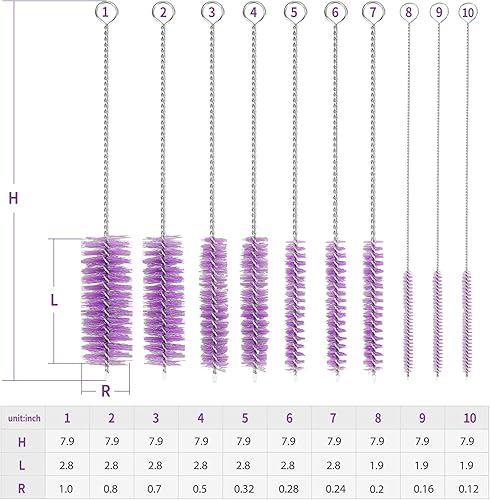 Vista 56 de CiaraQ Cepillos de limpieza de botellas, juego de cepillos de tubo de nailon de 8 pulgadas, limpiador para botellas de cuello estrecho, tazas