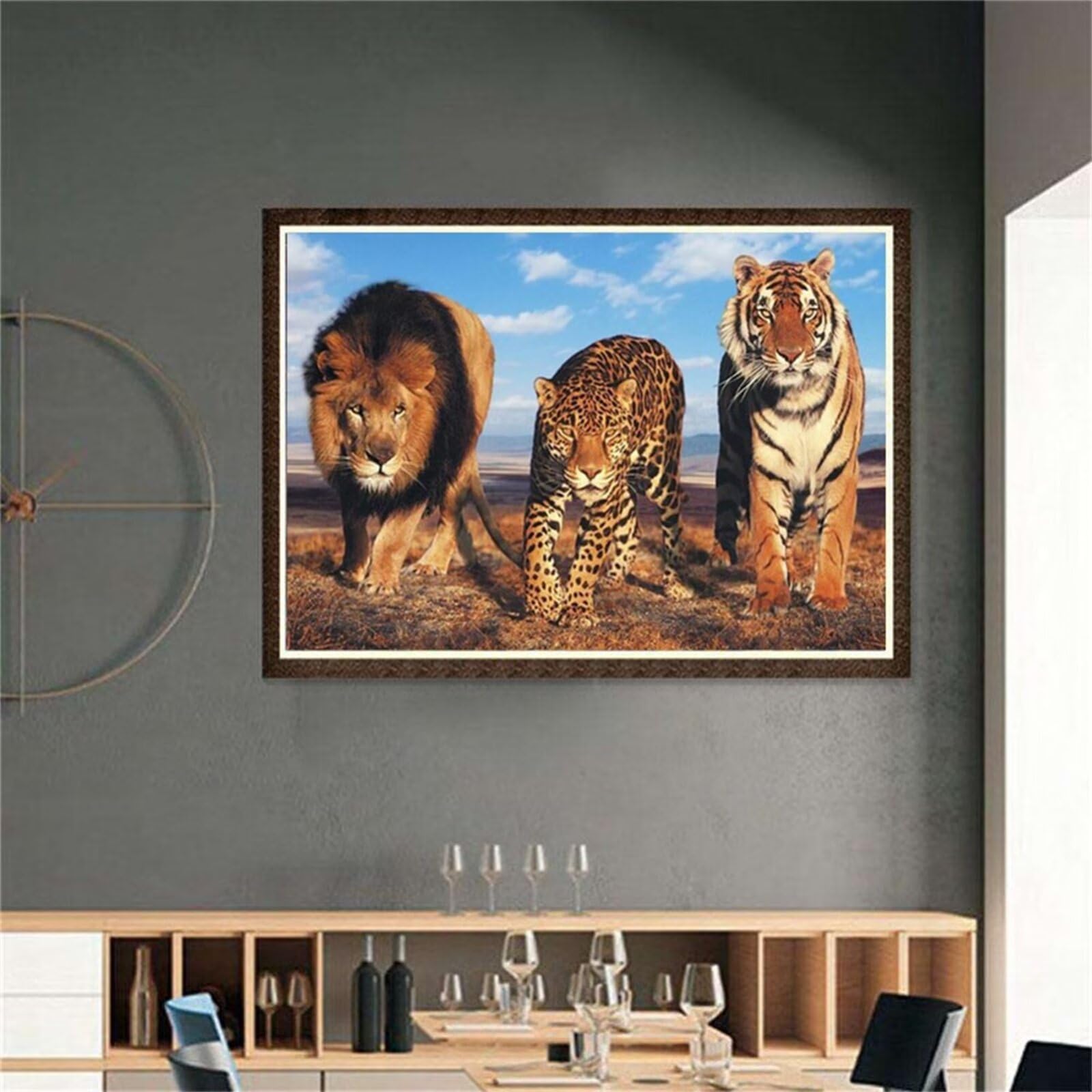 Kit Complet Diamant Art Lion et Tigres 60x90cm pour vaincre le stress par la création