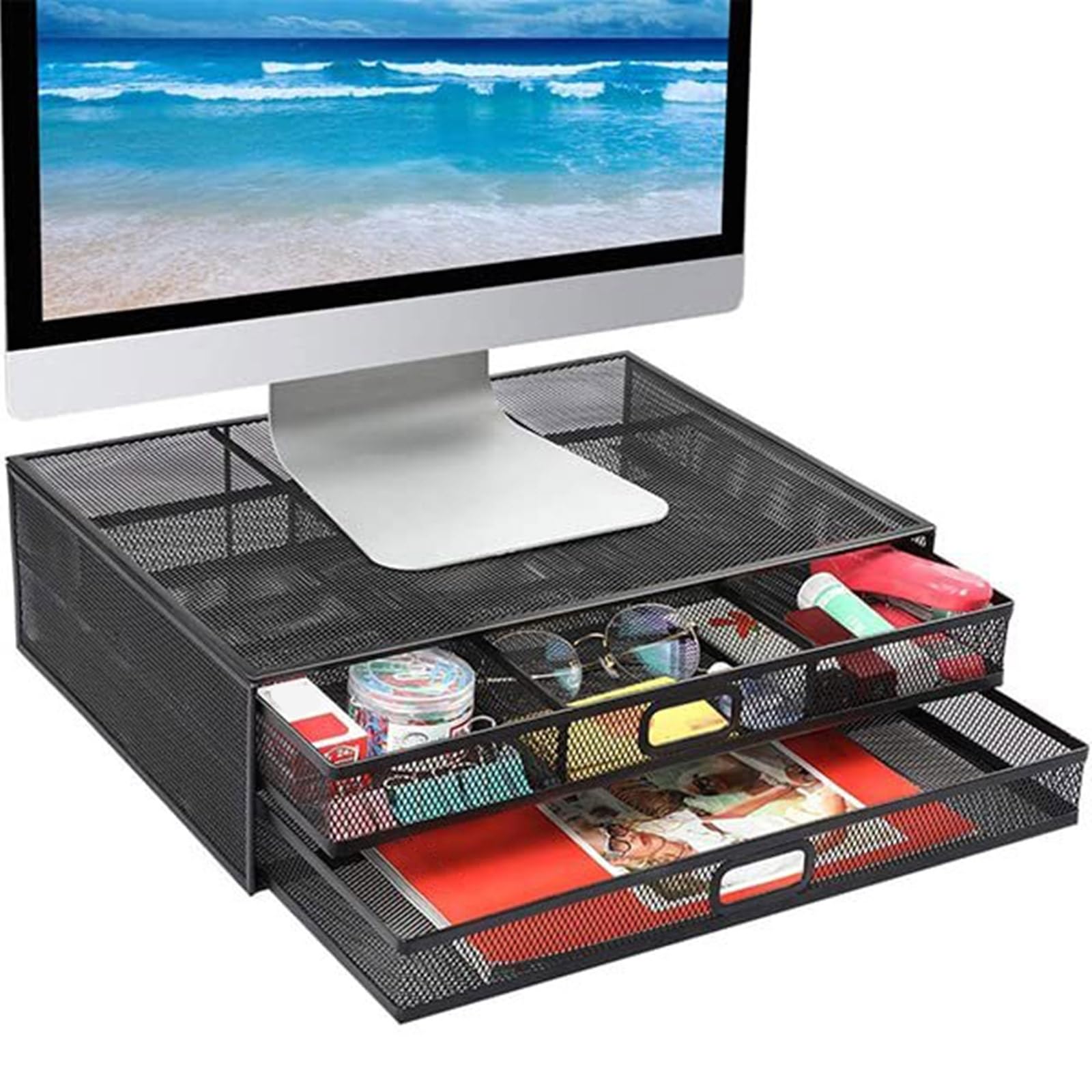 Supporti per monitor di computer Rialzi Rialzi Organizzatori da scrivania con cassetto Forniture scolastiche Supporto per computer con cassetti Organizzatori da scrivania