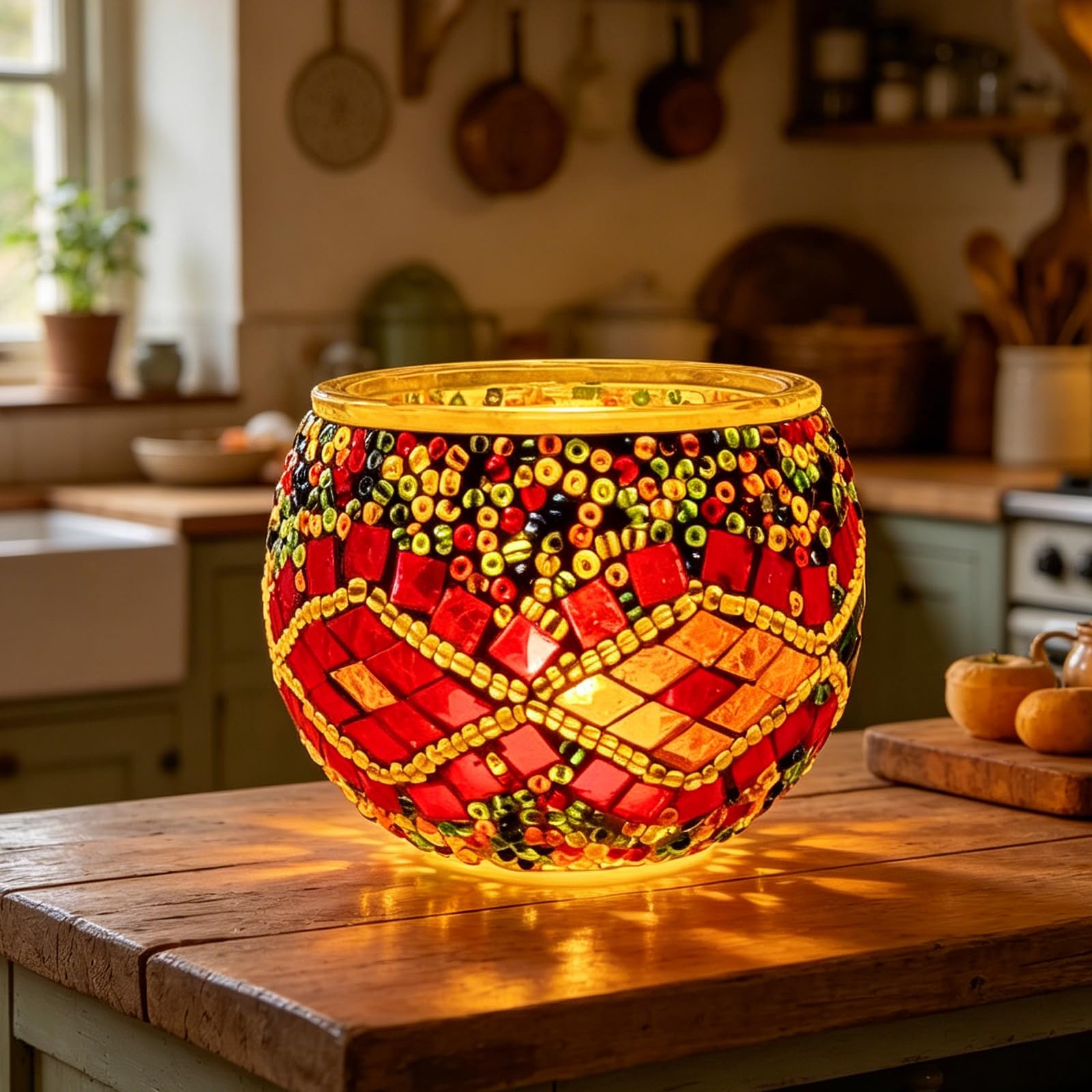 shulovehua Turkish Mosaic Lamp Creative DIY Kit Desk Ornament Creative Tealight Romantic Glass Art Night Light for Cafe Garden Living Room Decor | Teenager Craft Kit