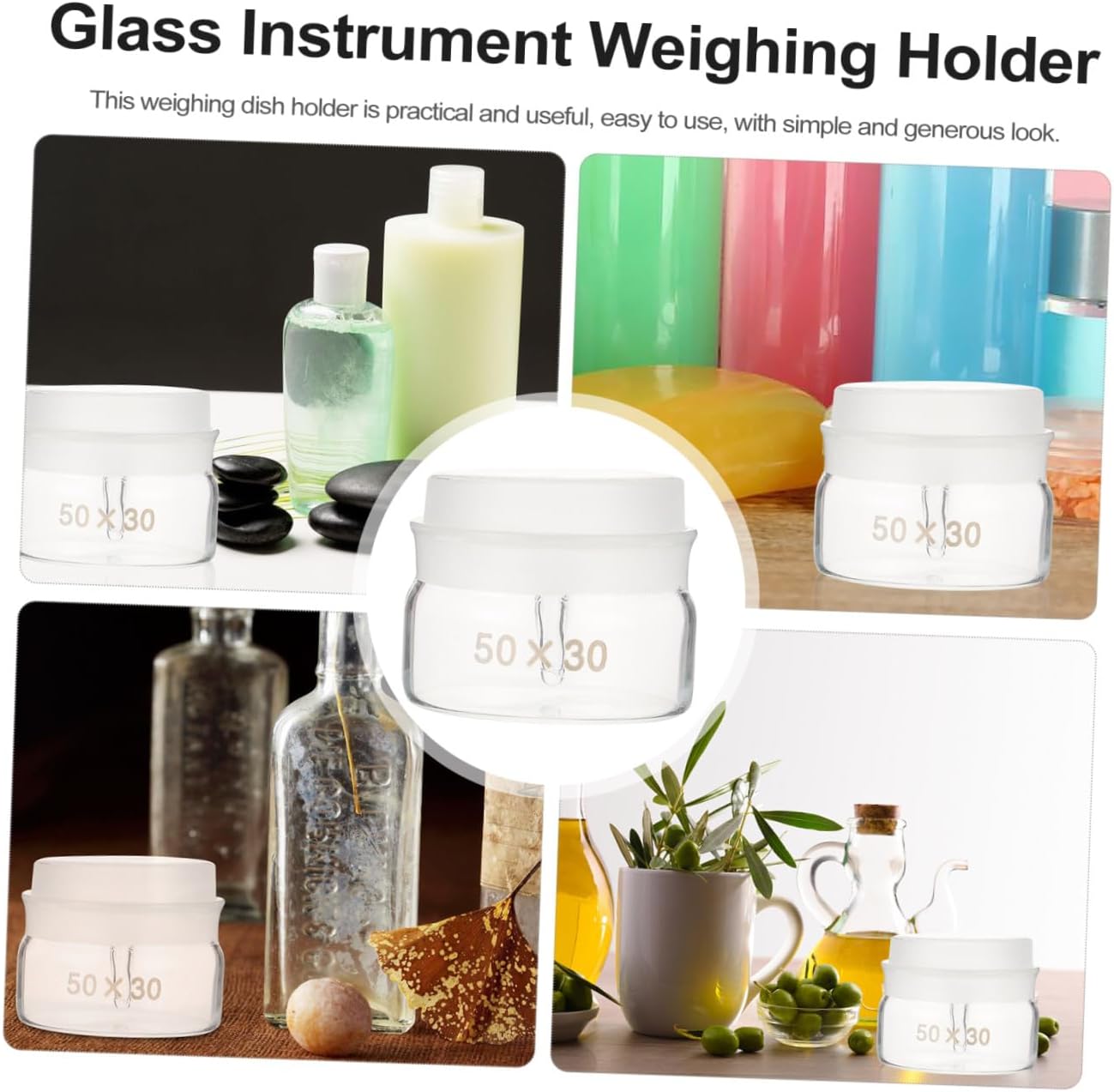Luxshiny 2pcs Laboratory Glass Weighing Bottles with Lids Sampling Weighing Jar Set 50x30mm for Scientific Lab Use