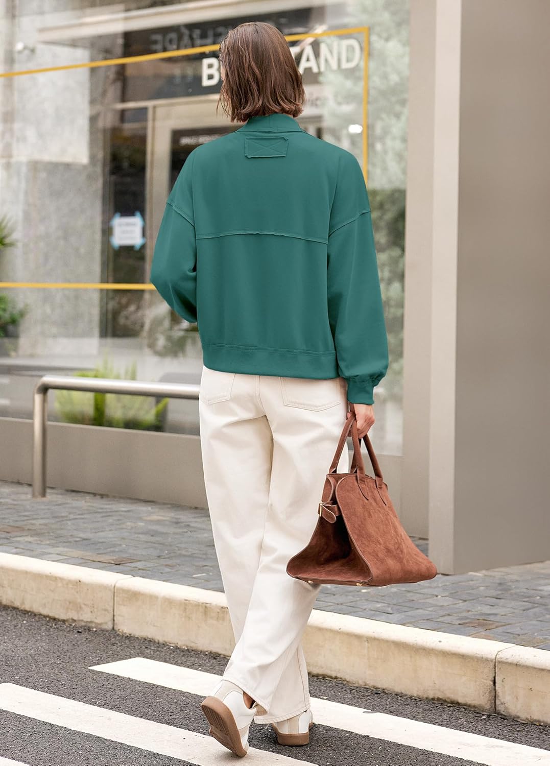 Panadila Womens Cropped Jackets Oversized Cardigans Long Sleeve Open Front Sweatshirt Cardigan Fall Coats - Image 5