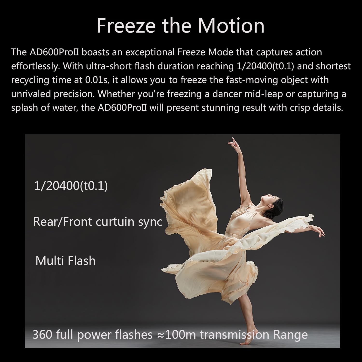 Godox AD600 Pro II Studio Flash Monolight,600Ws Outdoor Strobe Light,2.4G TTL,1/8000s HSS,Bi-Color 2800K-6000K,0.01s to 0.9s Recycle Time for Canon,Sony,Nikon,Fuji,Olympus,Panasonic Camera