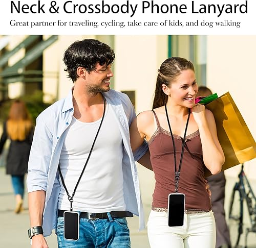 Miniatura 6 de Cordón para teléfono, correas antirrobo 3 en 1, cordón cruzado, soporte para el cuello y correa para la muñeca, correa universal desmontable para