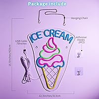 Vista 6 de Ice Cream Neon Sign - Dimmable Dessert Bar LED Light for Business & Party Decor, Christmas Birthday Gifts for Ice Cream Lovers