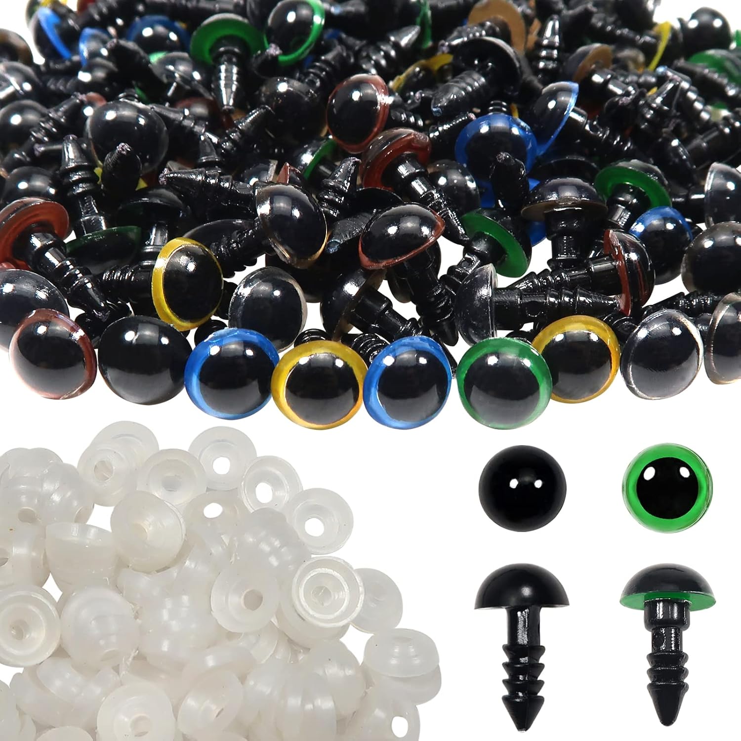 TOAOB 140pcs 8mm Colorful Plastic Safety Eyes Craft Eyes