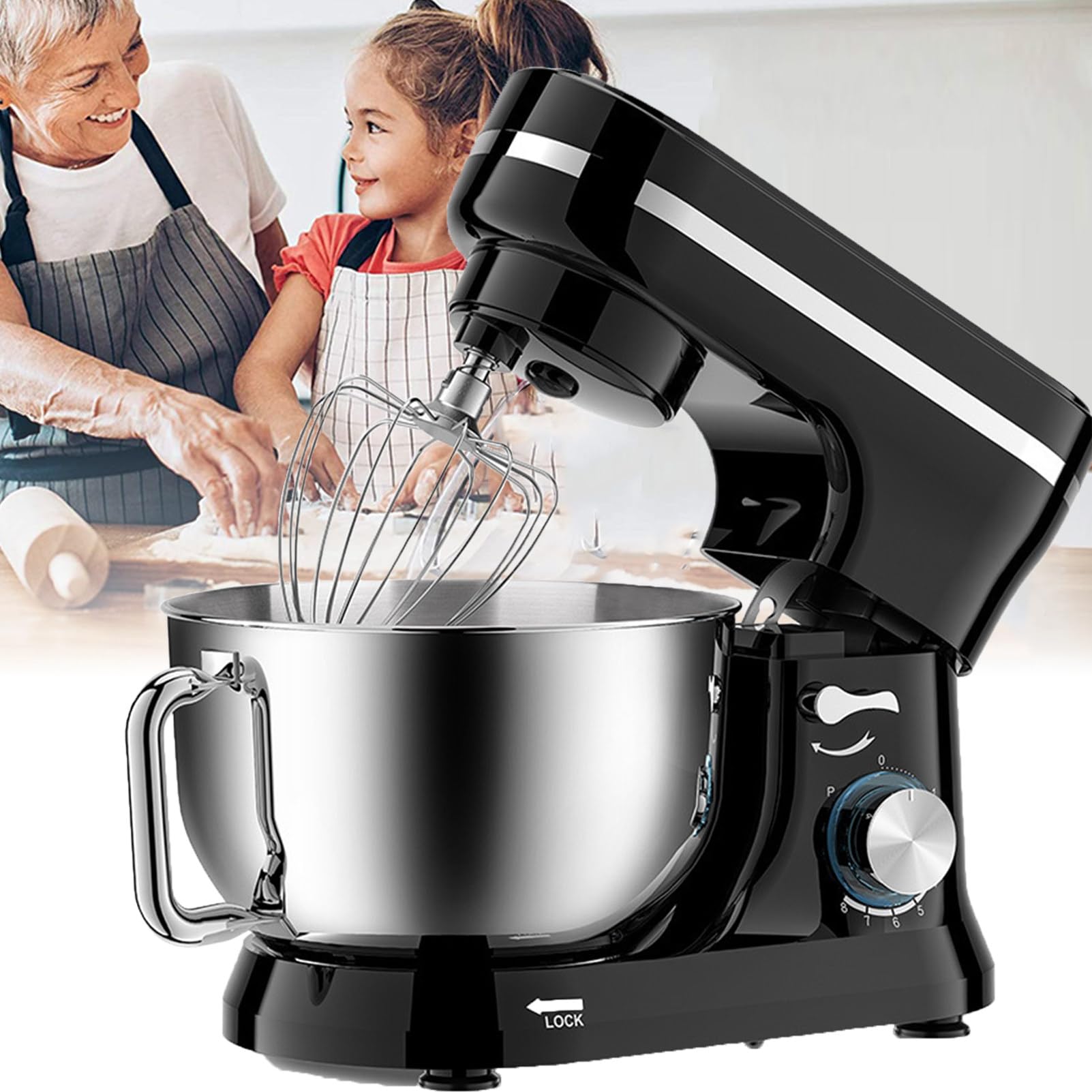 Mikser StojąCy Kitchen Aid, MałY Elektryczny Mikser Do żYwnośCi Z Misą 5qt, Wielofunkcyjny Mikser Do Pieczenia, Miksery Do Ciasta Z GłOwicą Przechylaną Dla WięKszośCi Domowych Kucharzy,Black