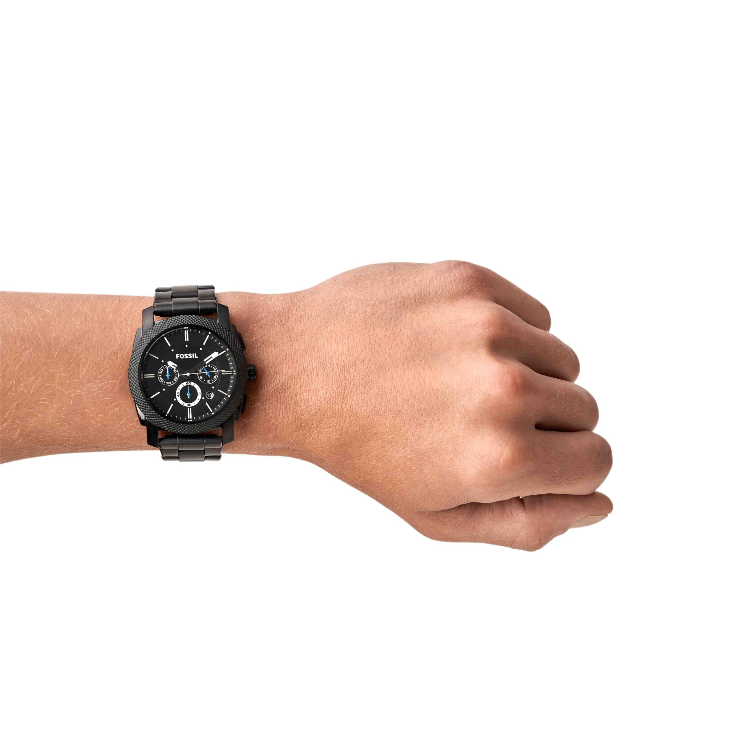 Fossil Machine Uhr für Herren, 45mm Quarz-Chronographenwerk mit Edelstahl- oder Lederarmband