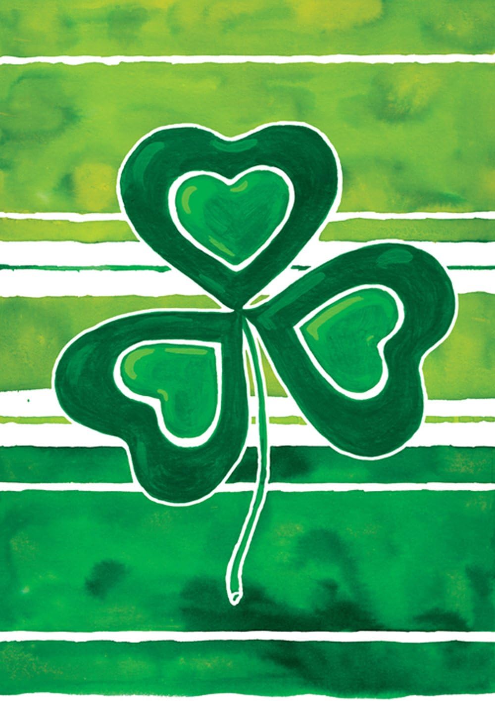 Toland Home Garden 102588 Shamrock Stripes St Patricks Day Flag 28x40 Inch Double Sided St Patricks Day Garden Flag for Outdoor House St Pats Flag Yard Decoration
