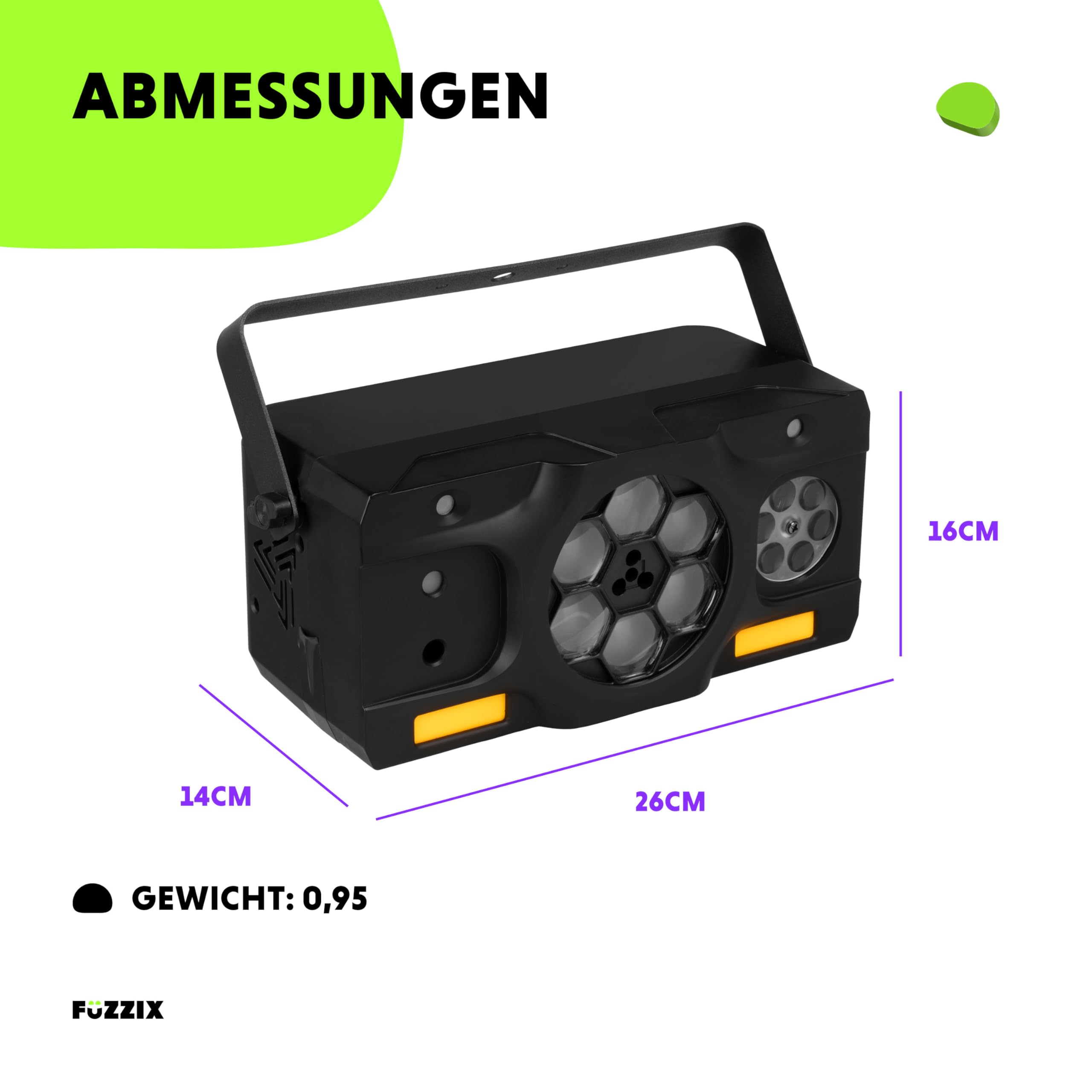 Fuzzix Stellar2 LED Discolicht Partylicht | 5-in-1 Lichtorgel Musikgesteuert LED mit RGBW Gobos, Bee-Eye Effekt & Doppel-Stroboskop | Disco Licht mit DMX Steuerung, Fernbedienung & Montagebügel