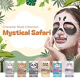 Epielle Character Face Mask Mystical Safari 12 Pack, Fun & Effective Korean Skin Care, Spa Party Favors, Stocking Stuffers, Birthday Gifts for Women, Self Care Gifts