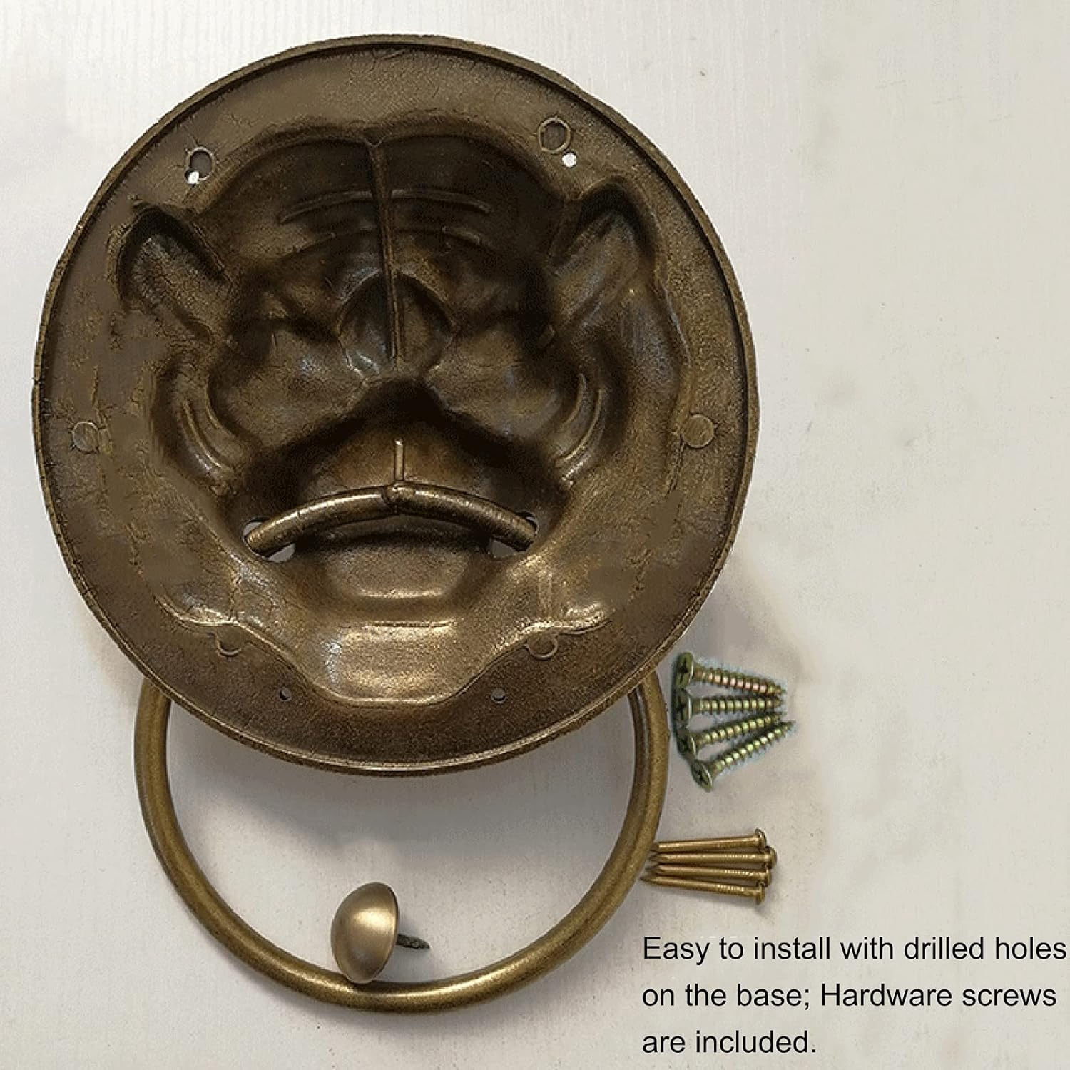 Door Knocker for Front Door Decor Rustic Western Lion Head Door Knocker, Home Farmhouse Decor Doorknockers for Cabin Gate, Drawer, Lodge Decor, Barn Door & Outdoor Wall ( Size : Diameter 12cm/4.7" )