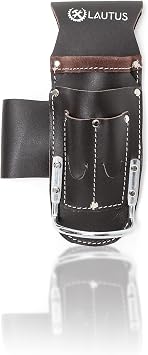 LAUTUS 5 Pockets Pliers & Hammer Holder| Oiled Tanned Leather Holder |Carpenter, Construction, Framers, Handyman| Heavy Duty|