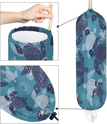 Miniatura 4 de Soporte para bolsas de plástico con diseño de tortuga marina, lavable, grande, soporte para bolsa de comestibles, organizador de bolsas de plástico,