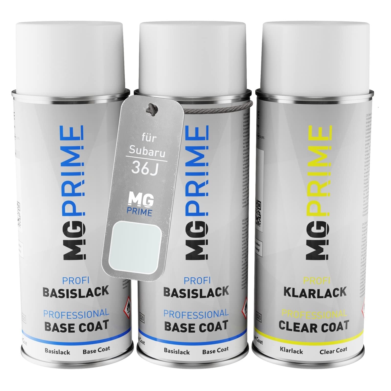 MG PRIME Car paint Spray can set for Subaru 36J Arctic White Pearl/Kristallweiss Primer base coat clear coat spray can 400ml